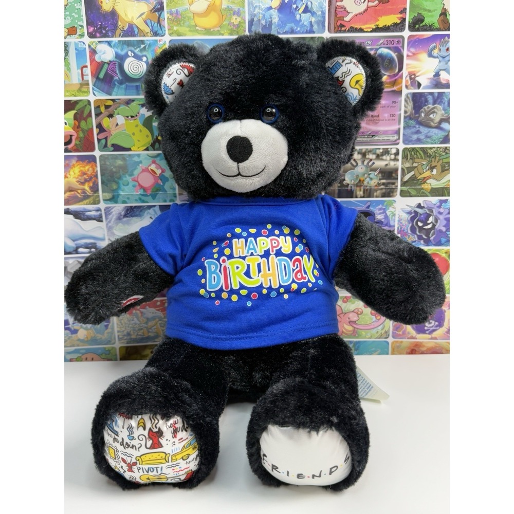 Build-A-Bear FRIENDS Black Bear Plush 16" Happy Birthday Shirt TV Show